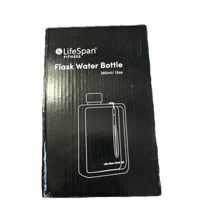 LifeSpan Fitness Flask Water Bottle 13oz Black Portable Travel Bottle Gym Hiking